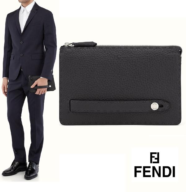 秋冬新作 FENDI フェンディクラッチ コピー クラッチ Silberプレートと手縫いステッチが素敵 7VA350NDUF0QA1